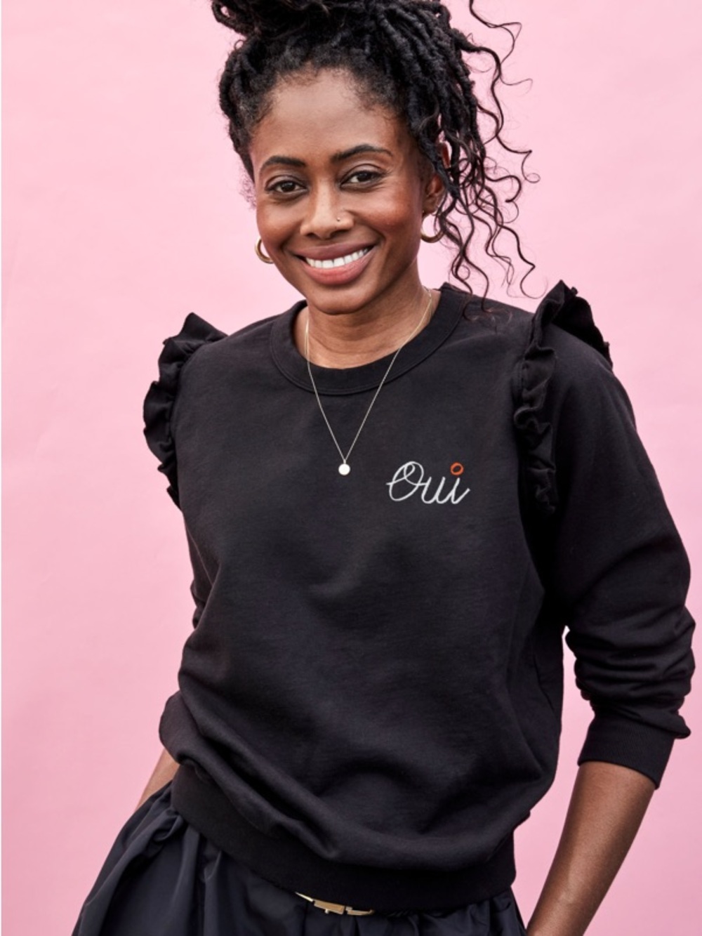 Clare V Ruffle Oui Sweatshirt, sz L